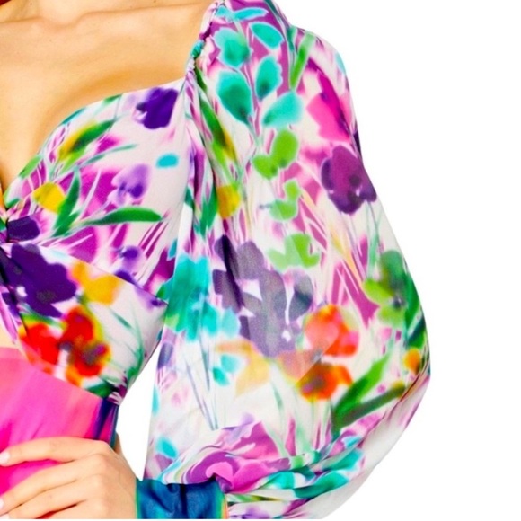 NWT One33 Social Printed Flounce Hem Dress Size 4 - Picture 3 of 14